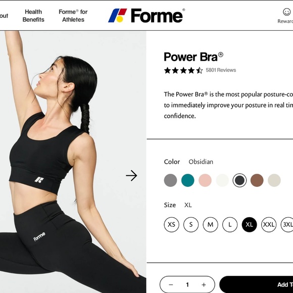 **NEW** Forme Power Bra size XL Black - Picture 4 of 7